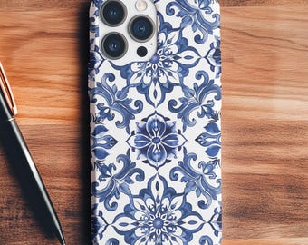 Azulejo Tile Print Phone Case: Blue Mediterranean Design