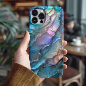 Blue Abalone Sea Shell Tough Case for iPhone, Samsung Galaxy & Google Pixel, Mermaidcore Aesthetic Pearlescence Design, Summer Beach Cover