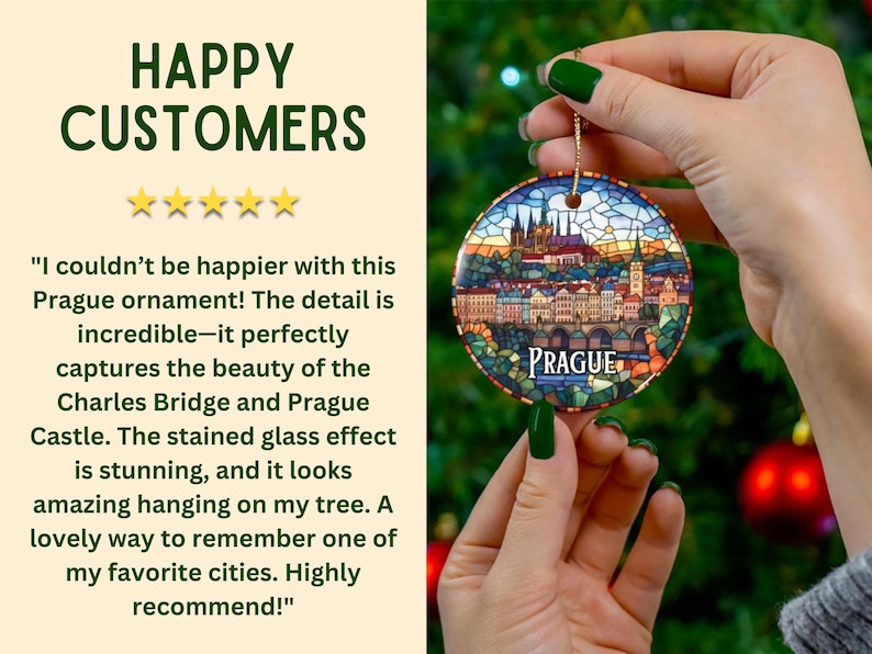 Prague Stained Glass Christmas Ornament