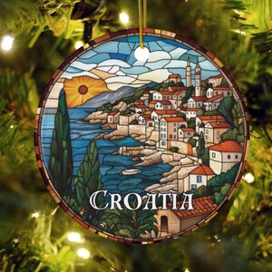 Croatia Stained Glass Christmas Ornament