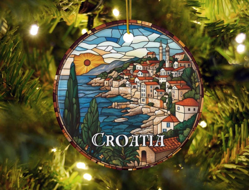 Croatia Stained Glass Christmas Ornament
