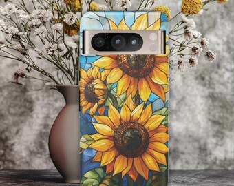 Sunflower Stained Glass Google Pixel Case: Floral Protective Cover