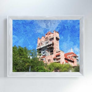 Hollywood Tower Hotel Print, Hollywood Studios Florida Wall Art, Gift for Disney World Lover, Theme Park Artwork, Disney Inspired Home Decor