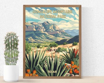 Guadalupe National Park Poster Druck, Wüste Berg Texas, Haus Dekoration, Natur Kunstwerk, druckbare Wandkunst, Instant Download