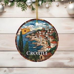Croatia Stained Glass Christmas Ornament