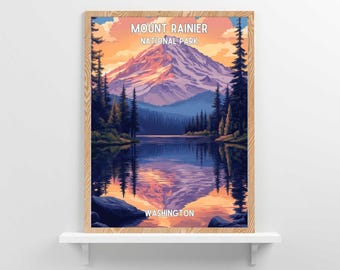 Mount Rainier National Park poster Washington Home decor retro reiskunst Washington artwork Northwest natuurliefhebbers cadeau digitale download