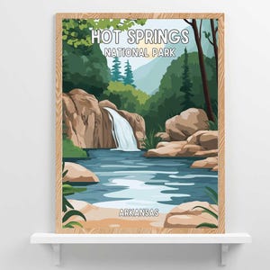 Hot Springs National Park Travel Poster Arkansas Home Decor Retro Travel Art Nature Artwork Arkansas Outdoors - Digital Download