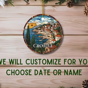 Croatia Stained Glass Christmas Ornament