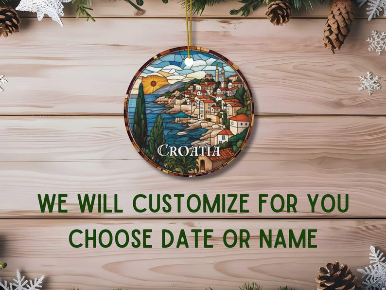 Croatia Stained Glass Christmas Ornament