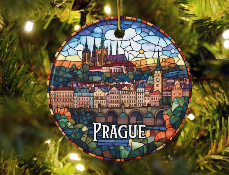 Prague Stained Glass Christmas Ornament