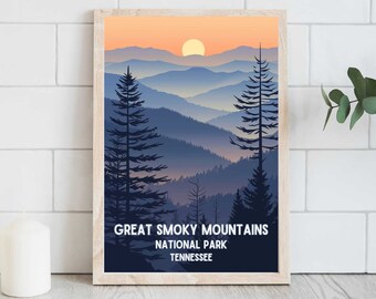 Great Smoky Mountains National Park Print Tennessee Mountain Home Decor  Printable Wall Art Digital Download Nature Lovers