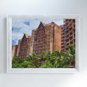 Aulani Hawaii Resort Watercolor Print, Disney Resort Wall Art Gift for Disney Vacation Club Member, Disney Hawaiian Inspired Home Decor