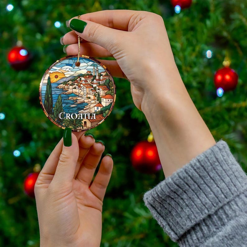 Croatia Stained Glass Christmas Ornament