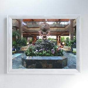 Polynesian Village Resort Print, Poly Tiki Statue Wall Art, Artwork Gift for Disney Vacation Club Member, Disney Resort Inspired Home Decor