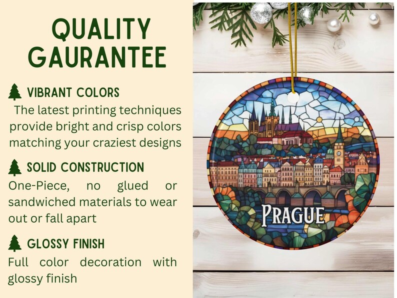 Prague Stained Glass Christmas Ornament
