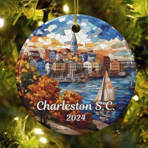 Charleston South Carolina  Christmas Ornament, Beach Holiday Tree Decoration, Travel Souvenir, Southern Xmas Personalized Vacation Gift