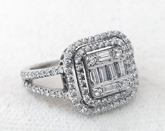 Vintage Design Diamond Stone Baguette Model Ring