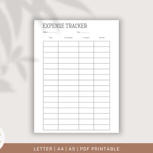 Expense Tracker Template Printable Digital Download Blank Tracker ...