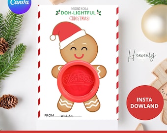 Gingerbread Play Dough Christmas Card Holder Printable (Canva Editable)