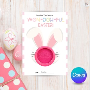 Osterspiel Knetkarte Vorlage, sofortiger Download, druckbare Won-doh-ful Osterhasenohren Playdoh Halter, bearbeitbare Klassenzimmer Schule Tags,