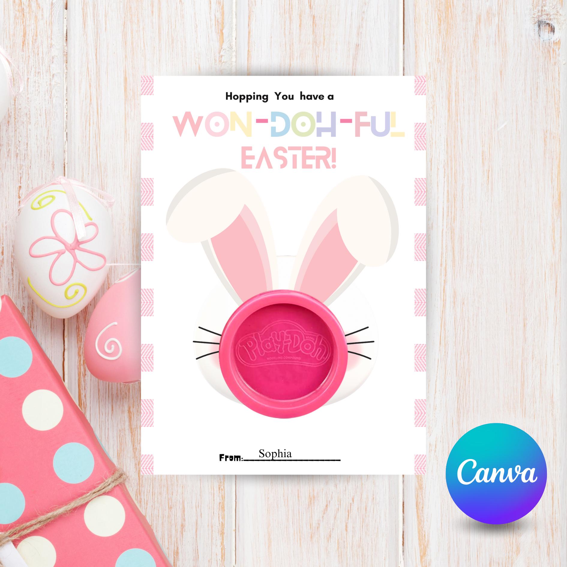 Easter Play Dough Card Template: Bunny Ears Design (Editable, Digital Download)