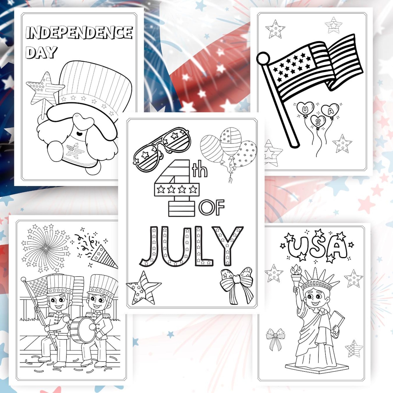 4th July Coloring Pages, Kids Activity, Activity for Independence Day ...