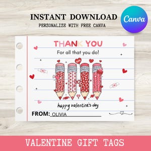 Valentinstag Karte zum selbst ausdrucken/ Lehrer Valentinstag/ Lehrerin Valentine/ Lehrer Karte zum Valentinstag/ Sofort Download/ Personalisieren mit Canva