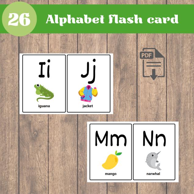 Lilac Flash Card.pdf A-Z Alphabet Flash Cards, Preschool Educational Learning (PDF) - Etsy