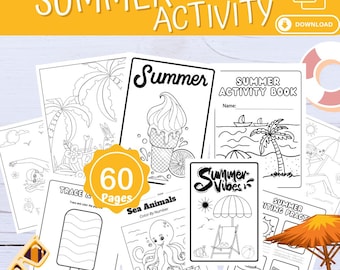 Printable Summer Activity , Kids Activity Pages (Digital Download) Summer Activity, Summer Camp Activity, Kindergarten Worksheets,