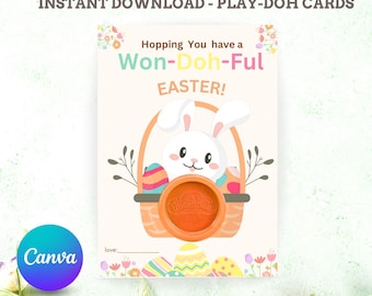 Easter Play Dough Card Template: Bunny Design (Canva Editable, Digital Download)