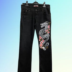 Hand painted jeans. Single garment, size 30,Custom style jeans
