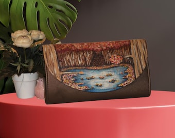 Custom Hand-Painted Clutch Bag: Personalized Art Bag with Chain Strap