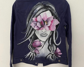 Hand-Painted Denim Jacket: Floral Art to Wear