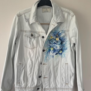 Van Gogh Inspired Hand-Painted Denim Jacket , Painted Denim Jacket The Starry Night Van Gogh, Stary Night Jean Jacket