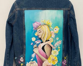 Hand-painted Poppy Denim Jacket: Floral Jean Jacket - Etsy