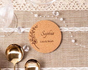 Coaster Custom Cork Coaster Set Table Place Cards Wedding Name Place Cards Seating Name Tags Wedding Place Name Personalized Coaster Wedding