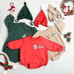 Christmas Gift Baby Name Sweatshirt Sweatshirt Romper Personalized Sweatshirt Bubble Romper Big Sister Brother Newborn Winter Outfit