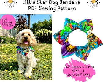 Dog Bandana PDF Sewing Pattern - Unique Flower Power Elasticated Dog / Cat Bandana Created By Groovy Ooze - SIZE LARGE