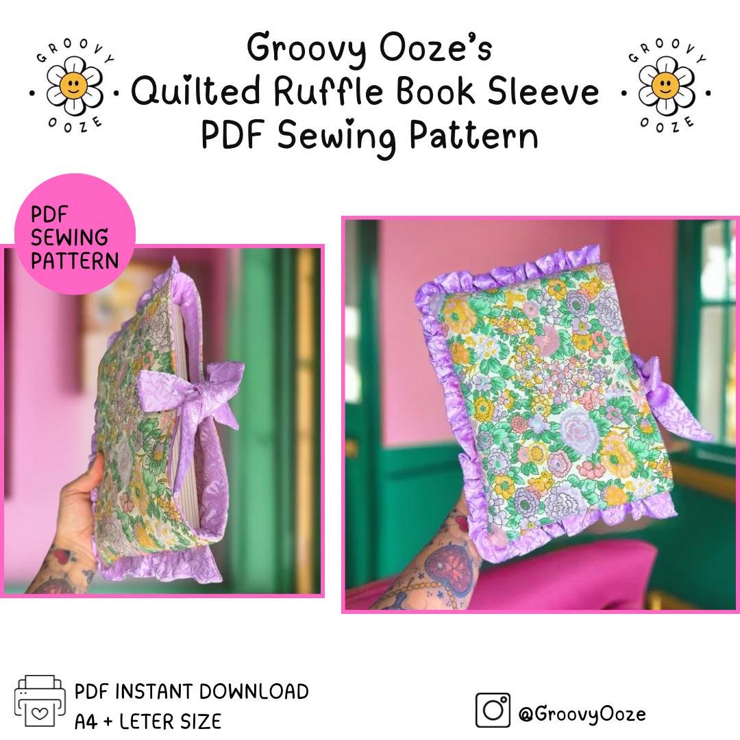 Quilted Ruffle Book Sleeve Sewing Pattern: Beginner DIY (PDF Tutorial)