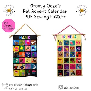 DIY Pet Advent Calendar for Cats & Dogs - Customisable Christmas Countdown with Treat Pockets - PDF Sewing Pattern for Pet Lovers
