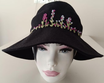 Wide Brim Cotton Summer Hat, Summer Hat, Sun Hat For Women, Summer Floppy Hat, Flower Embroidered Hat, Reversible Sun Hat, Oversized Hat