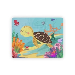 Brave Turtle-onderzeese puzzel voor kinderen, 30-delig