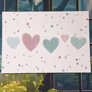 Postkarte "Herzreihe" | Karte mit Herzen | mit oder ohne Punkte | Muttertagsgeschenk | Mitbringsel | DINA6 | 10,5 x 14,8cm