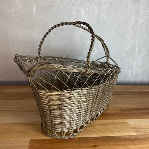 Vintage French Wine Basket Bottle Holder zdjęcie 1