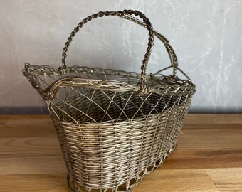 Vintage French Wine Basket Bottle Holder