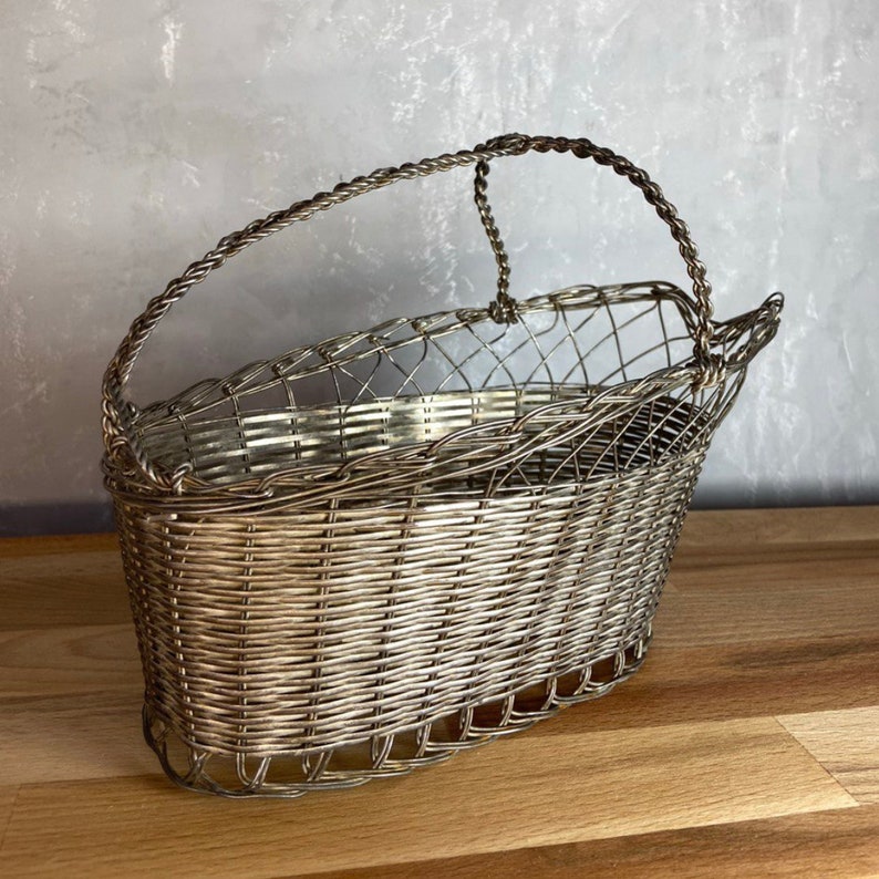 Vintage French Wine Basket Bottle Holder zdjęcie 2