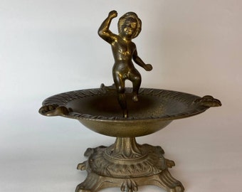 Made in Italy  Bronze Torch Boy Cigar Ashtray