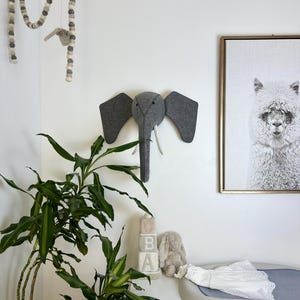 Felt Elephant Head Wall Hanging | Nursery Kids Room Decor | Stuffed Elephant Animal Head | Safari Nursery | Modern Crafted Nursery Decor