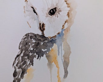 Owl watercolor painting