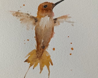 Rufus hummingbird watercolor painting